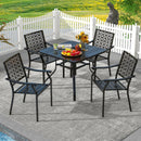 Set of 2 Patio Dining Chairs with Curved Armrests and Reinforced Steel Frame by DirectDeals