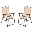 Set of 2 Patio Folding Sling Back Camping Deck Chairs by LJGDeals