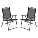 Set of 2 Patio Folding Sling Back Camping Deck Chairs by LJGDeals