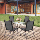 Set of 2 Patio Folding Sling Back Camping Deck Chairs-Black