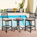 Set of 2 Patio Bar Chairs with Detachable Cushion and Footrest-Vertical Stripes by LJGDeals