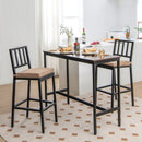 Set of 2 Patio Bar Chairs with Detachable Cushion and Footrest-Vertical Stripes by LJGDeals