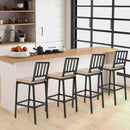 Set of 2 Patio Bar Chairs with Detachable Cushion and Footrest-Vertical Stripes by LJGDeals