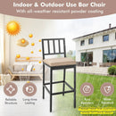 Set of 2 Patio Bar Chairs with Detachable Cushion and Footrest-Vertical Stripes by LJGDeals