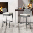 Set of 2/4 Patio Wicker Barstools with Soft Seat Cushion and Cozy Footrest by LJGDeals