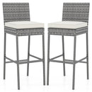 Set of 2/4 Patio Wicker Barstools with Soft Seat Cushion and Cozy Footrest-Set of 2