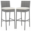 Set of 2/4 Patio Wicker Barstools with Soft Seat Cushion and Cozy Footrest by LJGDeals