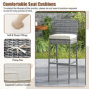 Set of 2/4 Patio Wicker Barstools with Soft Seat Cushion and Cozy Footrest by LJGDeals