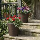 Rattan Planters Set of 2 with Drainage Holes and Saucers by LJGDeals