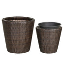 Rattan Planters Set of 2 with Drainage Holes and Saucers by LJGDeals