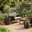 Rattan Planters Set of 2 with Drainage Holes and Saucers by DirectDeals