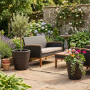 Rattan Planters Set of 2 with Drainage Holes and Saucers by LJGDeals