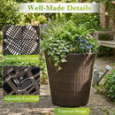 Rattan Planters Set of 2 with Drainage Holes and Saucers by LJGDeals