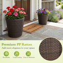 Rattan Planters Set of 2 with Drainage Holes and Saucers by DirectDeals