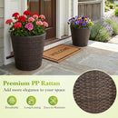 Rattan Planters Set of 2 with Drainage Holes and Saucers by LJGDeals