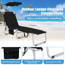 Set of 2 Portable Reclining Chair with 5 Adjustable Positions-Black