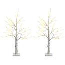 Set of 2 Pre-lit White Twig Birch Tree Battery Powered for Christmas Holiday
