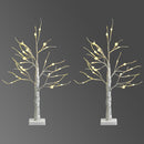 Set of 2 Pre-lit White Twig Birch Tree Battery Powered for Christmas Holiday