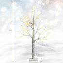 Set of 2 Pre-lit White Twig Birch Tree Battery Powered for Christmas Holiday