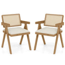 Set of 2 Rattan Accent Chairs with Padded Cushion and Rubber Wood Frame by LJGDeals