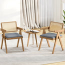 Set of 2 Rattan Accent Chairs with Padded Cushion and Rubber Wood Frame by LJGDeals
