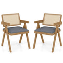 Set of 2 Rattan Accent Chairs with Padded Cushion and Rubber Wood Frame by LJGDeals