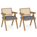 Set of 2 Rattan Accent Chairs with Padded Cushion and Rubber Wood Frame by LJGDeals