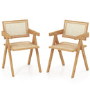 Set of 2 Rattan Accent Chairs with Natural Bamboo Frame-Natural by LJGDeals