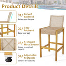 Set of 2 Rattan Patio Wood Barstools Dining Chairs with Backrest-Set of 2 by LJGDeals