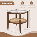 Round Rattan Side Table Set with Glass Top - Set of 2 by DirectDeals