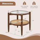 Round Rattan Side Table Set with Glass Top - Set of 2 by LJGDeals