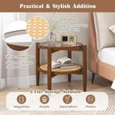 Round Rattan Side Table Set with Glass Top - Set of 2 by LJGDeals