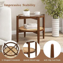 Round Rattan Side Table Set with Glass Top - Set of 2 by LJGDeals