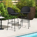 Set of 2 Rattan Swivel Barstools with Curved Back-Black by LJGDeals