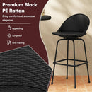 Set of 2 Rattan Swivel Barstools with Curved Back-Black by LJGDeals