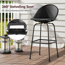 Set of 2 Rattan Swivel Barstools with Curved Back-Black by LJGDeals