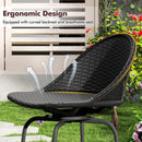 Set of 2 Rattan Swivel Barstools with Curved Back-Black by LJGDeals