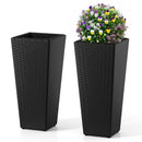 Set of 2 Rattan Tall Plant Pots with Detachable Plastic Liners-Black by DirectDeals