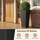 Set of 2 Rattan Tall Plant Pots with Detachable Plastic Liners-Black by LJGDeals