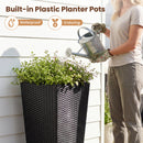 Set of 2 Rattan Tall Plant Pots with Detachable Plastic Liners-Black by DirectDeals