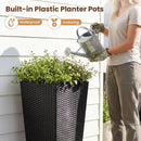 Set of 2 Rattan Tall Plant Pots with Detachable Plastic Liners-Black by LJGDeals