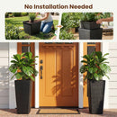 Set of 2 Rattan Tall Plant Pots with Detachable Plastic Liners-Black by LJGDeals