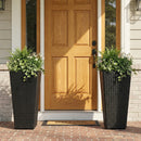 Set of 2 Rattan Tall Plant Pots with Detachable Plastic Liners-Black by DirectDeals