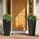 Set of 2 Rattan Tall Plant Pots with Detachable Plastic Liners-Black by LJGDeals
