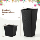 Set of 2 Rattan Tall Plant Pots with Detachable Plastic Liners-Black by DirectDeals