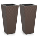 Tall Rattan Plant Pots with Liners - Set of 2