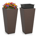 Tall Rattan Plant Pots with Liners - Set of 2