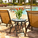 Round Folding Patio Side Tables with Tempered Glass Top by LJGDeals