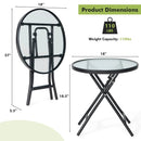 Round Folding Patio Side Tables with Tempered Glass Top by LJGDeals