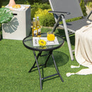 Round Folding Patio Side Tables with Tempered Glass Top by LJGDeals